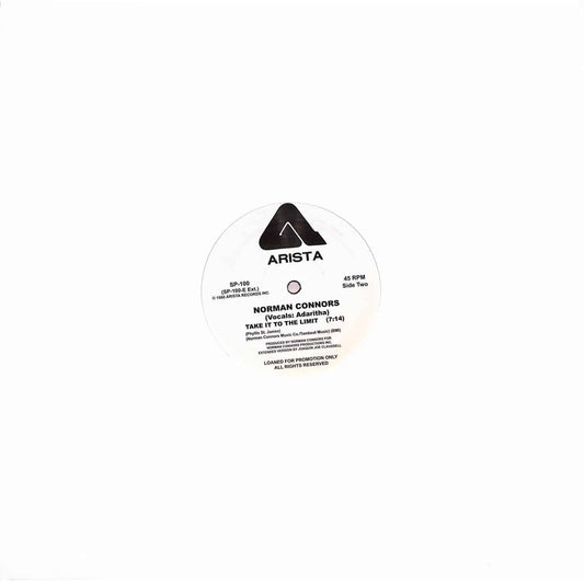 Contraportada del vinilo Norman Connors – Take It To The Limit, edición 12'' 45 RPM promo Arista, lado B con detalles claros.