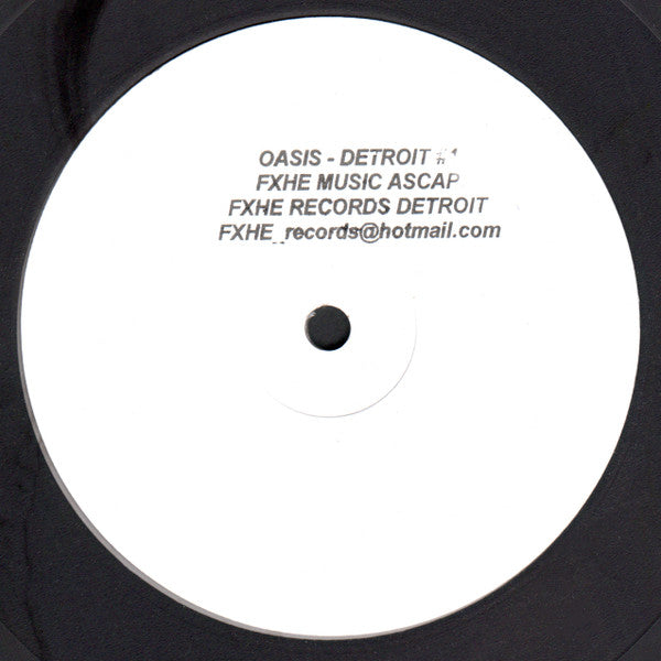 Portada delantera del vinilo, con el texto "Oasis - Detroit #1" y créditos de FXHE Records.