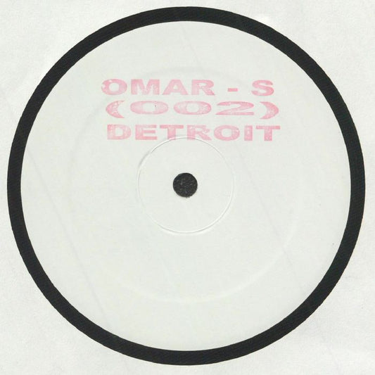 Portada delantera del vinilo Omar-S – 002, publicado bajo el sello FXHE Records. Es un 12" white label sin detalles adicionales impresos en la etiqueta.