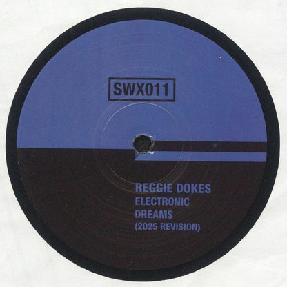 Etiqueta del lado A del vinilo Reggie Dokes – Electronic Dreams (2025 Revision) en formato 12" EP del sello Sudd WAX, con diseño azul y marrón, número de catálogo SWX011 y tipografía limpia que destaca el título.