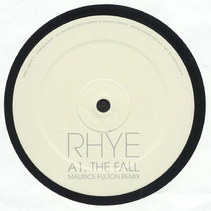 Etiqueta del lado A del vinilo de Rhye – The Fall, remix por Maurice Fulton. Texto impreso: A1. THE FALL – MAURICE FULTON REMIX.