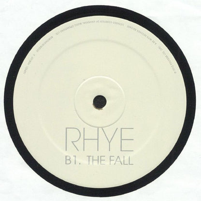 Etiqueta del lado B del vinilo de Rhye – The Fall, sin remix. Texto impreso: B1. THE FALL.