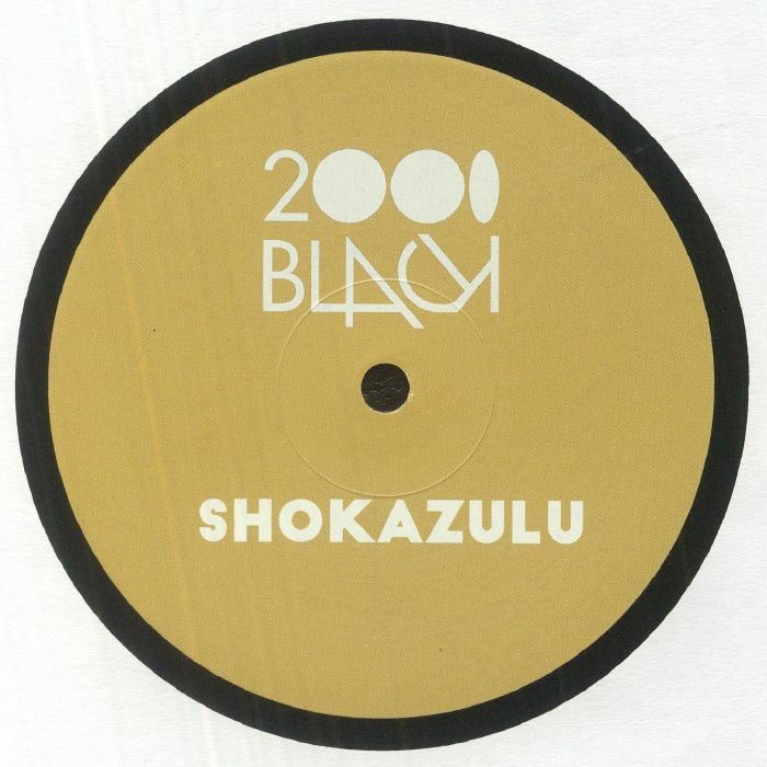 Etiqueta central lado A del vinilo Shokazulu – Uniquely Fresh en sello 2000 Black, diseño minimalista dorado con tipografía blanca.