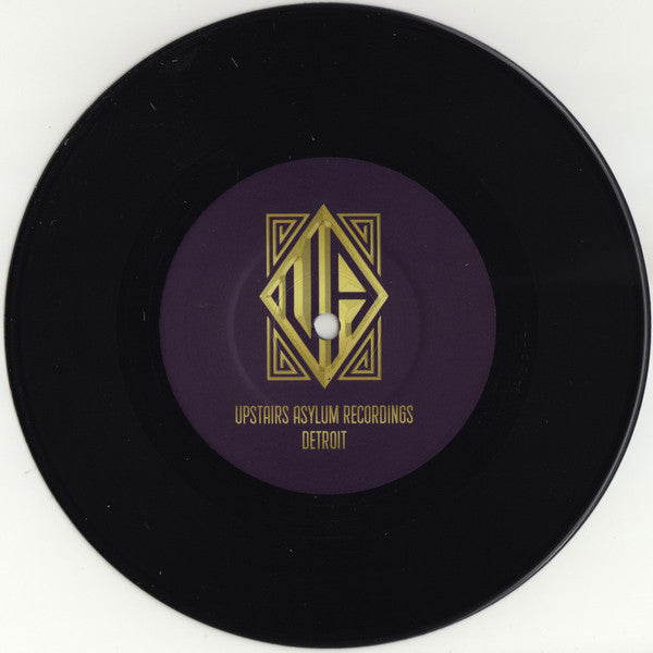 Lado B del vinilo 7" Steve Crawford – Arctic Vibration EP con logo de Upstairs Asylum Recordings en etiqueta central púrpura.