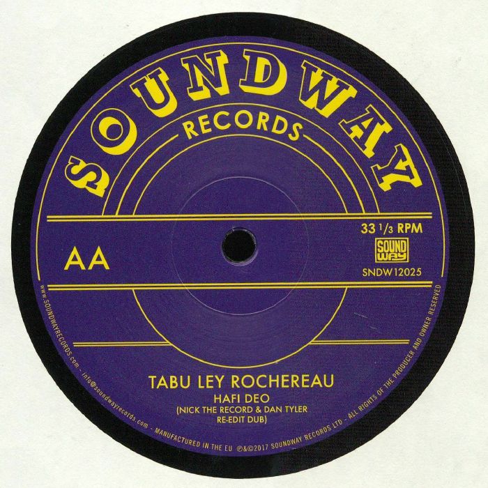 Etiqueta del lado B del vinilo Steve Monite / Tabu Ley Rochereau – Only You / Hafi Deo del sello Soundway. Contiene “Hafi Deo (Nick the Record & Dan Tyler Re-Edit Dub)”.