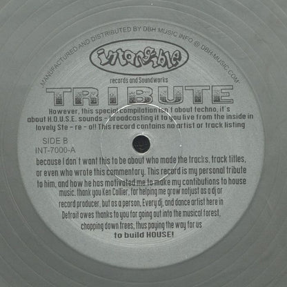 Contraportada del vinilo Terrence Parker – Tribute, publicado por Intangible Records & Soundworks. Presenta detalles sobre el tributo a Ken Collier.