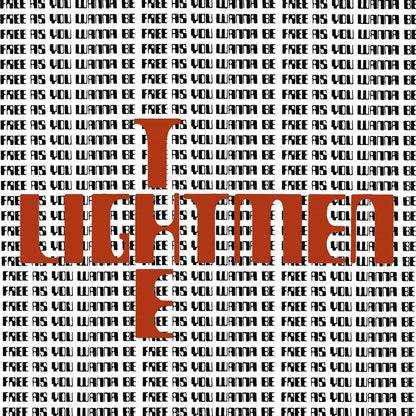 Portada del vinilo The Lightmen – Free As You Wanna Be, con tipografía negra repetida y título rojo al centro.