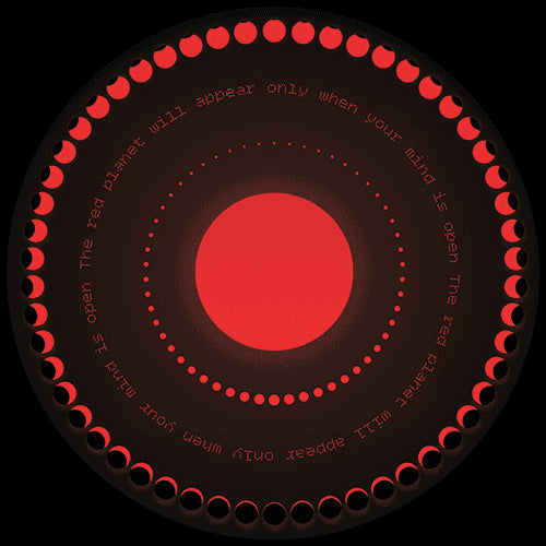 Lado B del vinilo The Martian – The Long Winter Of Mars, diseño abstracto circular rojo sobre negro con texto alrededor, sello Red Planet en formato 12" reedición.