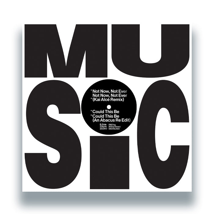 Portada trasera del vinilo Toronto Hustle x Sean Roman – The Symington Avenue EP publicado por Wolf Music Recordings. Texto impreso: gran logo de MUSIC y la etiqueta negra centrada con las pistas del lado B.