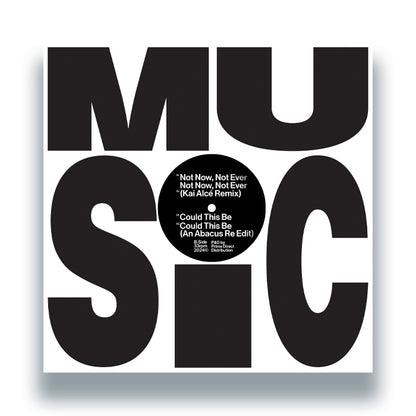 Portada trasera del vinilo Toronto Hustle x Sean Roman – The Symington Avenue EP publicado por Wolf Music Recordings. Texto impreso: gran logo de MUSIC y la etiqueta negra centrada con las pistas del lado B.