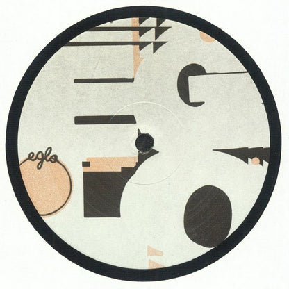 Etiqueta central del lado B del vinilo Varios Artistas – Eglo Records Vol. 3 Sampler de Eglo Records, con arte geométrico abstracto en tonos neutros y el logo de Eglo destacando sobre el fondo claro.