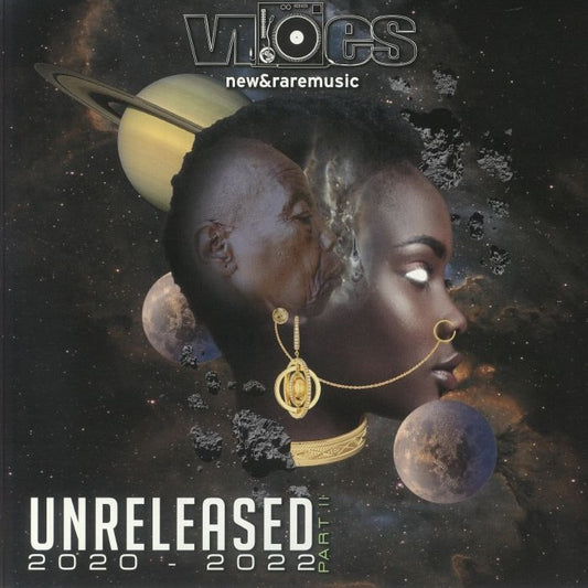 Portada del vinilo Varios Artistas – Unreleased 2020-2022 Part 2, arte cósmico con rostros fusionados y planetas, 2x12" compilación.