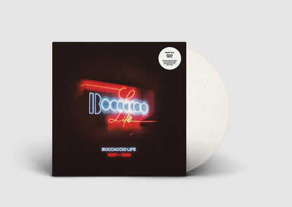 Vinilo blanco de 12" del compilado Varios Artistas – Boccaccio Life 1987-1993 (Part 4/4), edición Music Man Records en funda frontal.