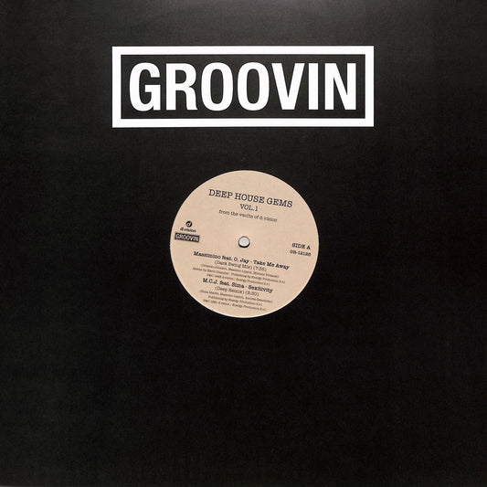 Vinilo Varios Artistas – Deep House Gems Vol.1 (From The Vaults Of D:Vision) editado por Groovin Recordings, funda negra minimalista con logo en blanco al centro.