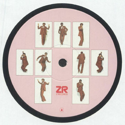 Portada trasera del vinilo de Varios Artistas – Hustle With Every Muscle, lanzado por Z Records en 12". Impreso con listado de temas, créditos y sello del lado B.