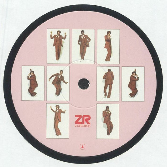 Portada trasera del vinilo de Varios Artistas – Hustle With Every Muscle, lanzado por Z Records en 12". Impreso con listado de temas, créditos y sello del lado B.