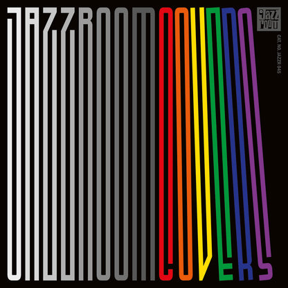 Portada del vinilo Varios Artistas – Jazz Room Presents: Covers con tipografía alargada en degradado y colores vibrantes, edición 2xLP de Jazz Room Records.