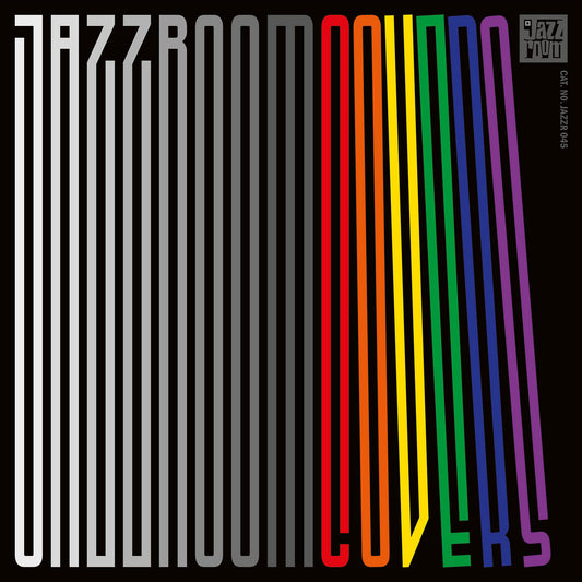 Portada del vinilo Varios Artistas – Jazz Room Presents: Covers con tipografía alargada en degradado y colores vibrantes, edición 2xLP de Jazz Room Records.