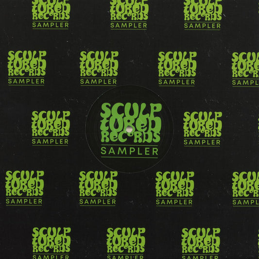 Contraportada del vinilo 12" Varios Artistas – Sculptured Records Sampler Vol. 2 con arte minimal y logo verde de Sculptured Records.