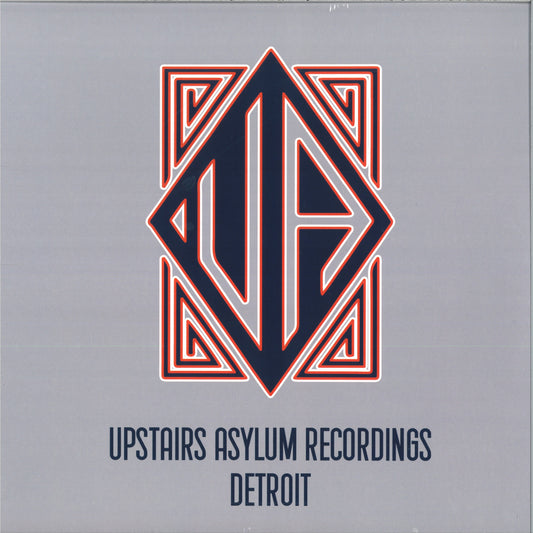 Portada del vinilo Varios Artistas – Detroit On The Move Vol. 2 con logo de Upstairs Asylum Recordings en diseño geométrico.